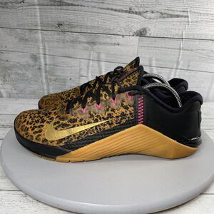 Nike Metcon 6 Leapard Cheetah Print Women Gym  Shoes Size 10 AT3160-096 Black